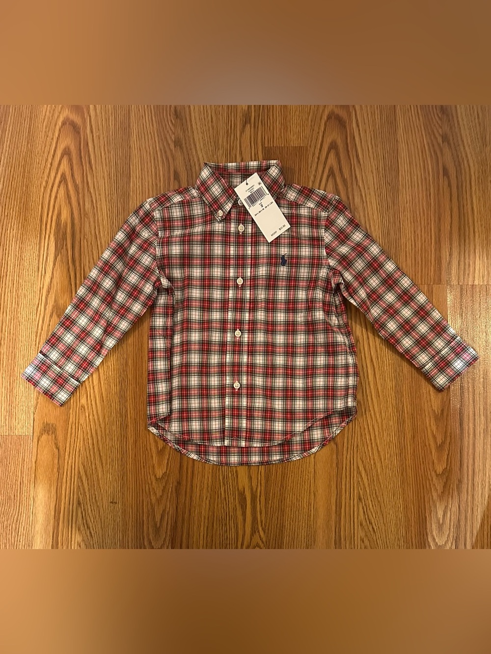 Polo Ralph Lauren Baby Boy’s Red and White Plaid Cotton Poplin Shirt, Size 2